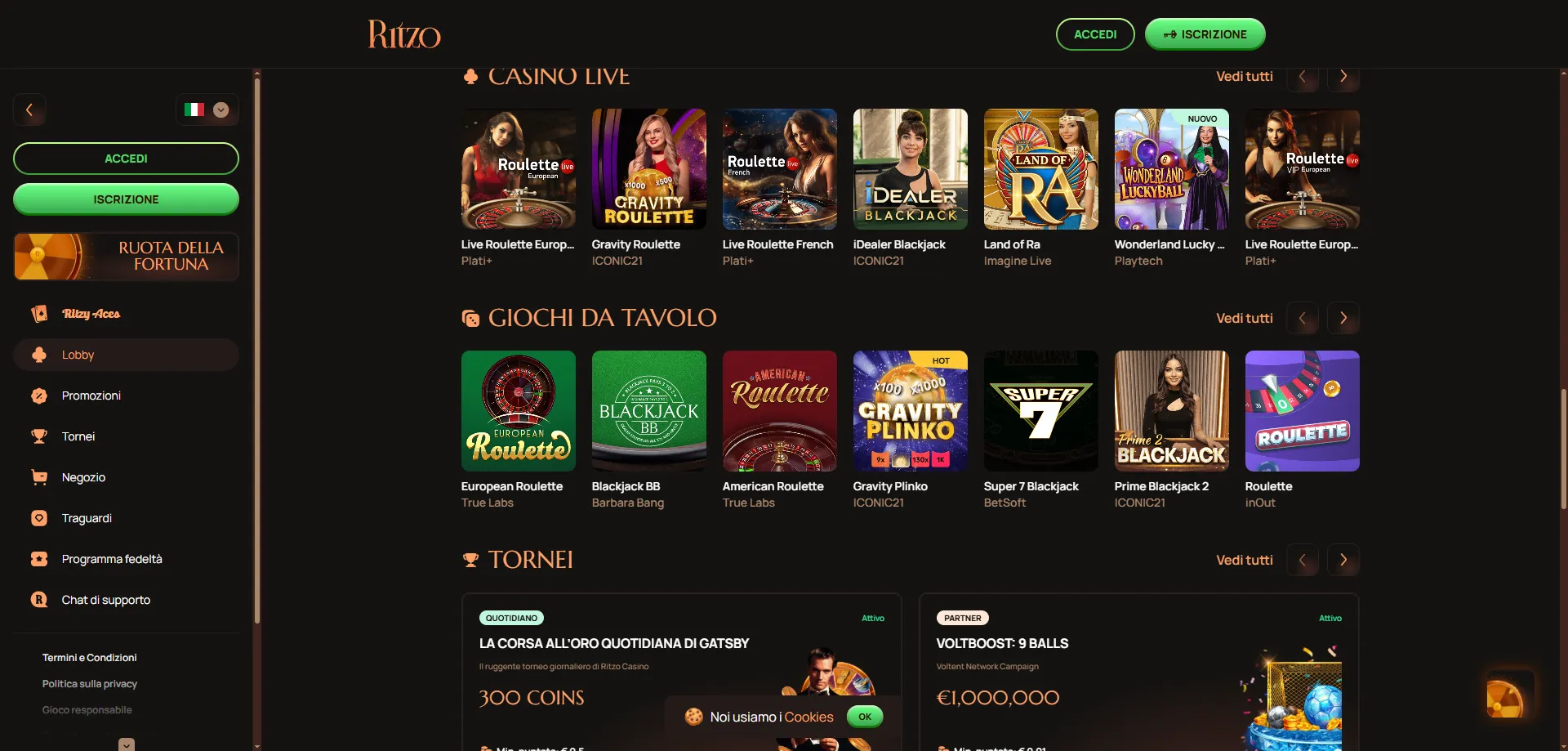 Ritzo Casino bonus di benvenuto 100% &mdash; offerta promozione 2026